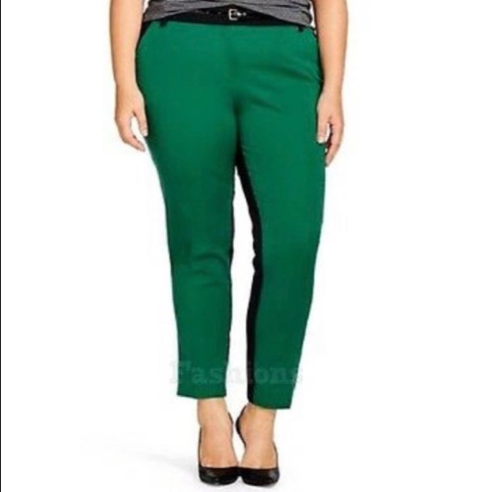 Ava & Viv Colorblock Green and Black Ankle Pant